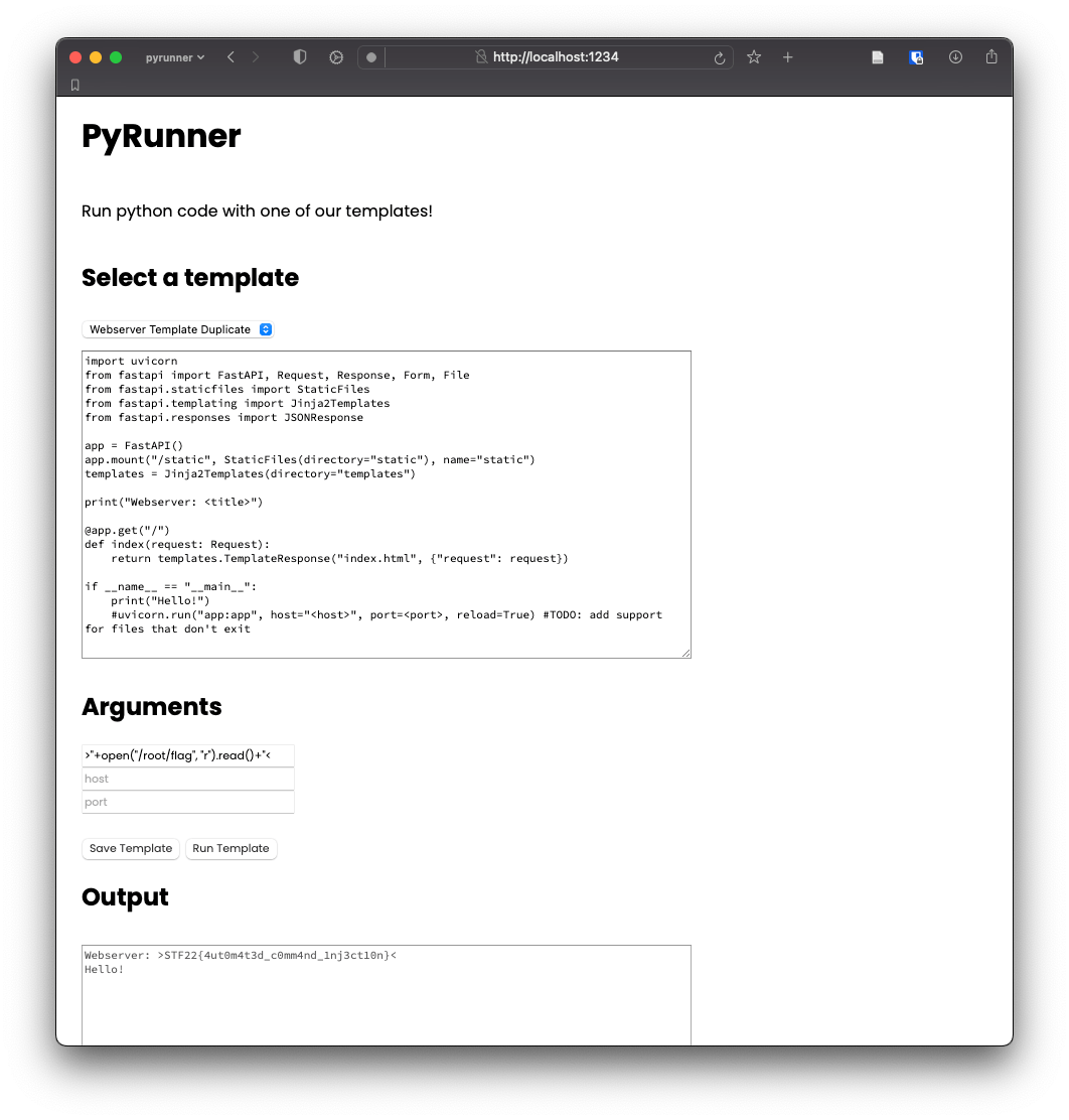 Webpage with flag injected